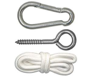 AMANKA Kit de Fixation Fauteuil Suspendu Chaise Hamac Balancelle en Metal Robuste - Charge Maximale 160 kg -Ensemble Complet Inclus Corde Mousqueton Vis Anneau de Securité - Installation Simple