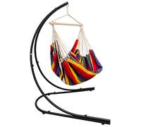 AMANKA XXL Fauteuil Suspendu Jardin avec Support - 210cm Support Hamac Chaise - 185x130cm Chaise Suspendue Exterieur - Support Chaise Suspendu - Fauteuil a Suspendre Fauteuil Relax Chaise d'Exterieur