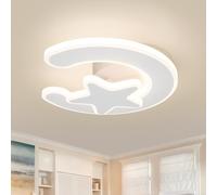 Amansour Plafonnier LED 15W Lune Étoile 21cm, 3 températures de couleur | 3000K-6000K, sans scintillement, économe, installation facile pour chambre et couloir, Non dimmable