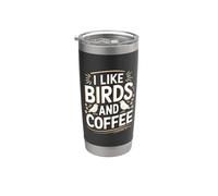 Amant du café amusant qui observe les oiseaux Gobelet isotherme en acier inoxydable double paroi