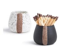 Amarcado Lot de 2 supports d'allumettes en céramique avec bâton pour allumettes mignonnes et fantaisies - Allumettes dans un bocal - Cadeaux décoratifs modernes pour décoration d'intérieur -