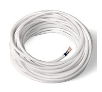 Amarcords - Câble électrique textile couleur BLANC, rond, soie, 20 mètres, avec mise à la terre 3x0,75 - Fil vintage en tissu coloré, pour lampes, lustres, appliques et abat-jours.
