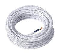 Amarcords - Câble électrique textile couleur BLANC, torsadé, soie, 5 mètres, avec mise à la terre 3x0,75 - Fil vintage en tissu coloré, pour lampes, lustres, appliques et abat-jours.