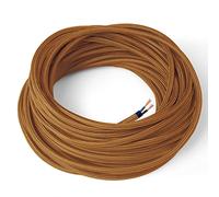 Amarcords - Câble électrique textile couleur CAMEL, rond, soie, 20 mètres, à 2 brins 2x0,75 - Fil vintage en tissu coloré, pour lampes, lustres, appliques et abat-jours.
