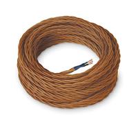 Amarcords - Câble électrique textile couleur CAMEL, torsadé, soie, 10 mètres, avec mise à la terre 3x0,75 - Fil vintage en tissu coloré, pour lampes, lustres, appliques et abat-jours.