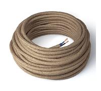 Amarcords - Câble électrique textile couleur jute, rond, jute, 5 mètres, à 2 brins 2x0,75 - Fil vintage en tissu coloré, pour lampes, lustres, appliques et abat-jours.