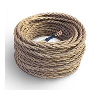 Amarcords - Câble électrique textile couleur jute, torsadé, jute, 50 mètres, avec mise à la terre 3x0,75 - Fil vintage en tissu coloré, pour lampes, lustres, appliques et abat-jours.