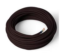 Amarcords - Câble électrique textile couleur MARRON, rond, soie, 3 mètres, avec mise à la terre 3x0,75 - Fil vintage en tissu coloré, pour lampes, lustres, appliques et abat-jours.