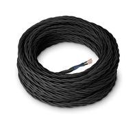Amarcords - Câble électrique textile couleur NOIR, torsadé, soie, 20 mètres, avec mise à la terre 3x0,75 - Fil vintage en tissu coloré, pour lampes, lustres, appliques et abat-jours.