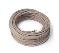 Amarcords - Câble électrique textile couleur TAUPE, rond, coton, 3 mètres, avec mise à la terre 3x0,75 - Fil vintage en tissu coloré, pour lampes, lustres, appliques et abat-jours.
