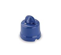 Amarcords - Interrupteur rotatif en porcelaine. Déviateur vintage en céramique avec manivelle pour la commutation du courant, de couleur BLEU