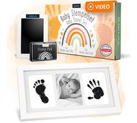 AMARI ® Set d'empreintes de main et de pied de bébé avec 2 tampons encreurs et 4 cartes d'impression - Cadeau kit pour bébé - Empreinte de main et de pied avec cadre photo - Baby Party cadeau