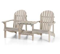 AMATA Fauteuil Adirondack 2 places avec table, pin massif – gris brume