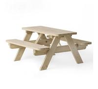 AMATA Table de pique-nique enfant en pin massif, 4 places - couleur bois | Collection UNGURS. Pour 4 enfants, L 89 x P 90 x H 47 cm, charge max. 200 kg. Pin certifié PEFC, imprégné sous pression