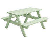 AMATA Table pique-nique enfant 4 places, pin massif – vert pastel