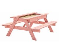 AMATA Table pique-nique enfant avec bac à sable, pin massif – rose poudré