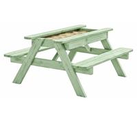 AMATA Table pique-nique enfant avec bac à sable, pin massif – vert pastel
