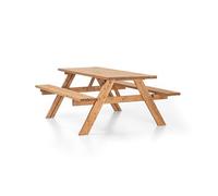 AMATA UNGURS Collection Table de pique-nique au design classique avec sièges pliants, table de pique-nique en bois résistante aux intempéries pour l'extérieur, parfaite pour le jardin et la terrasse
