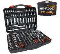 AmatoolZ Mallette à Cliquet 171 Pièces, Jeu de Clés à Douille 1/2" 1/4" 3/8