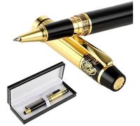 Amaxiu 0.5mm Thick Luxury Ballpoint Pen Set Heavy Nice Black Metal Ballpoint Pen With 2 Black Refills, Novelty Pens For Men Women, Signature Journal, Calligraphy, Gift