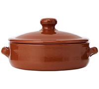 Amazing Cookware Plat Profond en Terre Cuite Naturelle avec Couvercle 15 cm