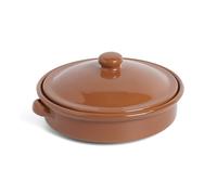 Amazing Cookware Plat Rond en Terre Cuite Naturelle avec Couvercle 25 cm