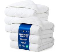 Couette 200x135 cm - edredon hiver Parure: 2 X Couette Blanche en Microfibre 135 x 200 cm Oeko-Tex