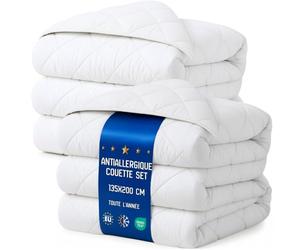 Amazinggirl Couette 200x135 cm - edredon Toutes Saisons 1 ou 2 Personne et couettes pour lit sans Housse Parure: 2 X Couette Blanche en Microfibre 135 x 200 cm Oeko-Tex