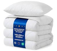 Amazinggirl Couette 200x140 cm - edredon Toutes Saisons 1 ou 2 Personne et couettes pour lit sans Housse Parure: Couette Blanche en Microfibre 140 x 200 cm avec Oreiller 40X80 cm Oeko-Tex