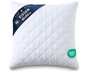 Amazinggirl Coussin 80x80 cm - Oreiller de lit en Microfibre Douce certifié Oeko-tex - Coussins pour canapé lit et Salon oreillers Moelleux Lavable à 60 degrés Respirant Forme Stable Blanc 80 x 80 cm