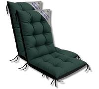 Amazinggirl Coussin Chaise Jardin Dossier Haut Set: 2X 50x120 cm - Matelas Siège Extérieur Mobilier Confort Imperméable Rembourrage Épais Protection Vert Terrasse Bain Soleil
