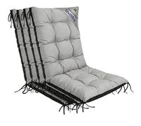 Amazinggirl Coussin Chaise Jardin Dossier Haut Set: 4X 50x120 cm - Matelas Siège Extérieur Mobilier Confort Imperméable Rembourrage Épais Protection Gris Terrasse Bain Soleil