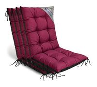 Amazinggirl Coussin Chaise Jardin Dossier Haut Set: 4X 50x120 cm - Matelas Siège Extérieur Mobilier Confort Imperméable Rembourrage Épais Protection Bordeaux Terrasse Bain Soleil