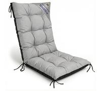 Amazinggirl Coussin Fauteuil Jardin Dossier Haut 50x120 cm - Coussins pour Chaises de Jardin & Fauteuil Extérieur Gris Coussin Chaise Exterieur Épais 10 cm avec Attaches