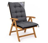Amazinggirl Coussin Fauteuil Jardin Dossier Haut 50x120 cm - Coussins pour Chaises de Jardin & Fauteuil Extérieur Graphite Coussin Chaise Exterieur Épais 10 cm avec Attaches
