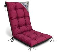 Amazinggirl Coussin Fauteuil Jardin Dossier Haut 50x120 cm - Coussins pour Chaises de Jardin & Fauteuil Extérieur Bordeaux Coussin Chaise Exterieur Épais 10 cm avec Attaches