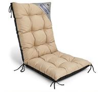 Amazinggirl Coussin Fauteuil Jardin Dossier Haut 50x120 cm - Coussins pour Chaises de Jardin & Fauteuil Extérieur Beige Coussin Chaise Exterieur Épais 10 cm avec Attaches