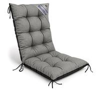 Amazinggirl Coussin Fauteuil Jardin Dossier Haut 50x120 cm - Coussins pour Chaises de Jardin & Fauteuil Extérieur Gris Lin écologique Coussin Chaise Exterieur Épais 10 cm avec Attaches