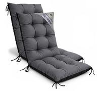 Amazinggirl Coussin Fauteuil Jardin Dossier Haut Lot de 2-50x120 cm Coussins pour Chaises de Jardin & Fauteuil Extérieur - Coussin Chaise Exterieur Épais 10 cm avec Attaches Graphite