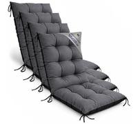 Amazinggirl Coussin Fauteuil Jardin Dossier Haut Lot de 4-50x120 cm Coussins pour Chaises de Jardin & Fauteuil Extérieur - Coussin Chaise Exterieur Épais 10 cm avec Attaches Graphite