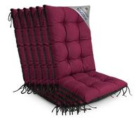 Amazinggirl Coussin Fauteuil Jardin Dossier Haut Lot de 6-50x120 cm Coussins pour Chaises de Jardin & Fauteuil Extérieur - Coussin Chaise Exterieur Épais 10 cm avec Attaches Bordeaux