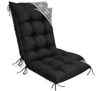Amazinggirl Coussin Fauteuil Jardin Dossier Haut Set: 2X 50x120 cm - Coussins pour Chaises de Jardin & Fauteuil Extérieur Graphite Lin écologique Coussin Chaise Exterieur Épais 10 cm avec Attaches