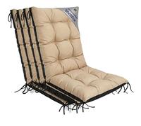 Amazinggirl Coussin Fauteuil Jardin Dossier Haut Set: 4X 50x120 cm - Coussins pour Chaises de Jardin & Fauteuil Extérieur Beige Coussin Chaise Exterieur Épais 10 cm avec Attaches