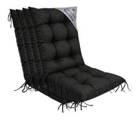 Amazinggirl Coussin Fauteuil Jardin Dossier Haut Set: 4X 50x120 cm - Coussins pour Chaises de Jardin & Fauteuil Extérieur Graphite Lin écologique Coussin Chaise Exterieur Épais 10 cm avec Attaches
