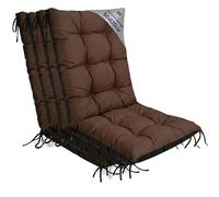 Amazinggirl Coussin Fauteuil Jardin Dossier Haut Set: 4X 50x120 cm - Coussins pour Chaises de Jardin & Fauteuil Extérieur Brun Coussin Chaise Exterieur Épais 10 cm avec Attaches