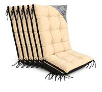 Amazinggirl Coussin Fauteuil Jardin Dossier Haut Set: 6X 50x120 cm - Coussins pour Chaises de Jardin & Fauteuil Extérieur Beige Coussin Chaise Exterieur Épais 10 cm avec Attaches