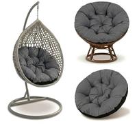 Amazinggirl Coussin Fauteuil Suspendu 110 cm - Coussin Oeuf Suspendu & Papasan Rond - Grande Assise déperlante rembourrée pour Jardin Terrasse Véranda Salon et Intérieur Graphite Teinte B