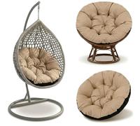 Amazinggirl Coussin Fauteuil Suspendu 110 cm - Coussin Oeuf Suspendu & Papasan Rond - Grande Assise déperlante rembourrée pour Jardin Terrasse Véranda Salon et Intérieur Beige Teinte B