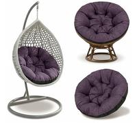 Amazinggirl Coussin Fauteuil Suspendu 110 cm - Coussin Oeuf Suspendu & Papasan Rond - Grande Assise déperlante rembourrée pour Jardin Terrasse Véranda Salon et Intérieur Bordeaux Lin écologique