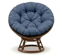 Amazinggirl Coussin Fauteuil Suspendu 110 cm - Coussin Oeuf Suspendu & Papasan Rond - Grande Assise déperlante rembourrée pour Jardin Terrasse Véranda Salon et Intérieur Bleu Jean Lin écologique